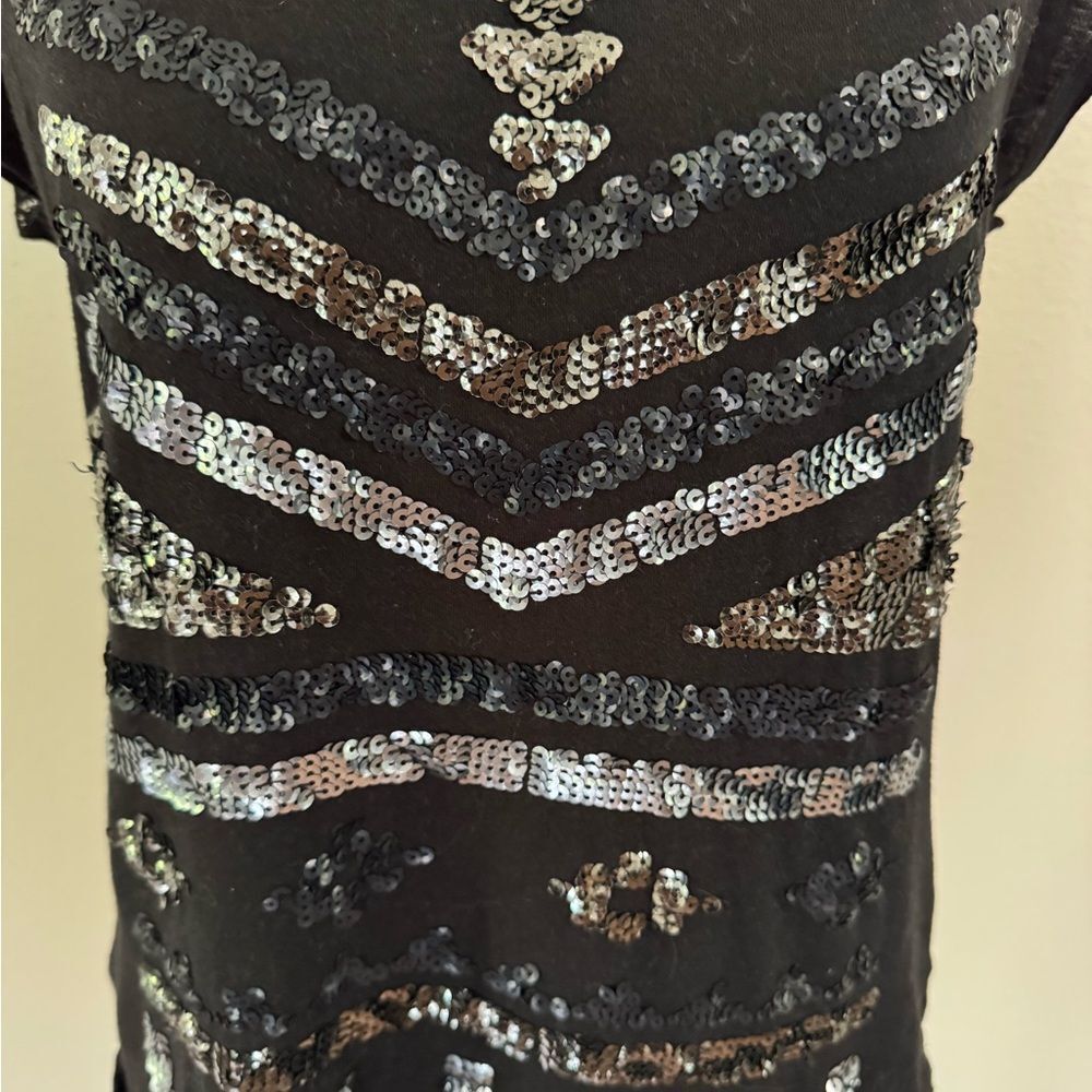 Express Black Top with Silver Sequins - Picture 2 of 4